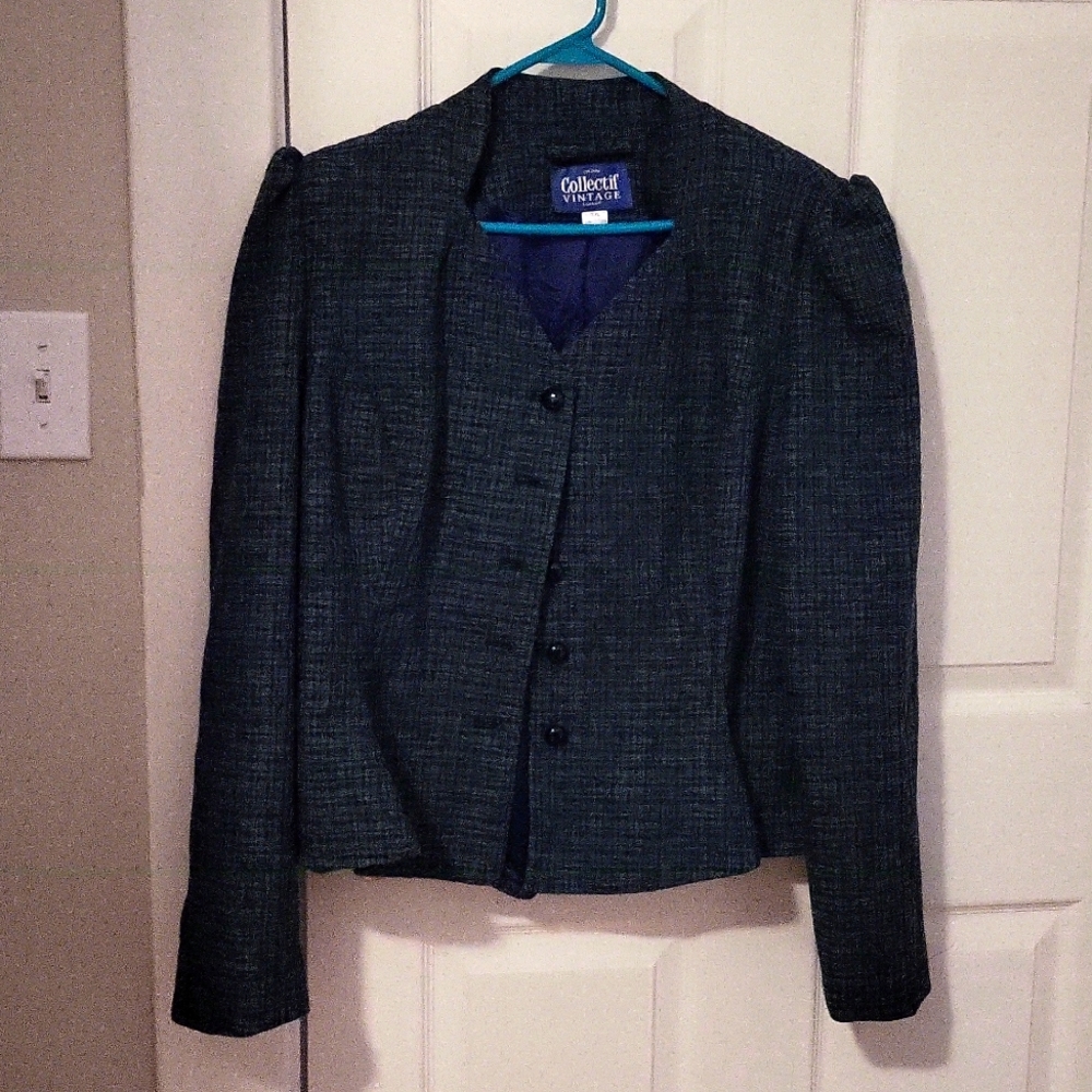 Collectif Plaid Waist Length Belted Blazer 3X